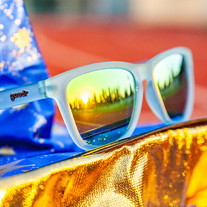 Blue and Gold Sunglasses - Sunbathing With Wizards Light Blue | Goodr