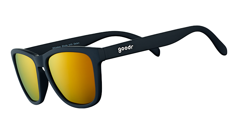 Amber Lens Sunglasses - Whiskey Shots With Satan Black | Goodr