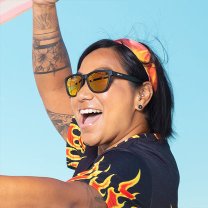 Amber Lens Sunglasses - Whiskey Shots With Satan Black | Goodr
