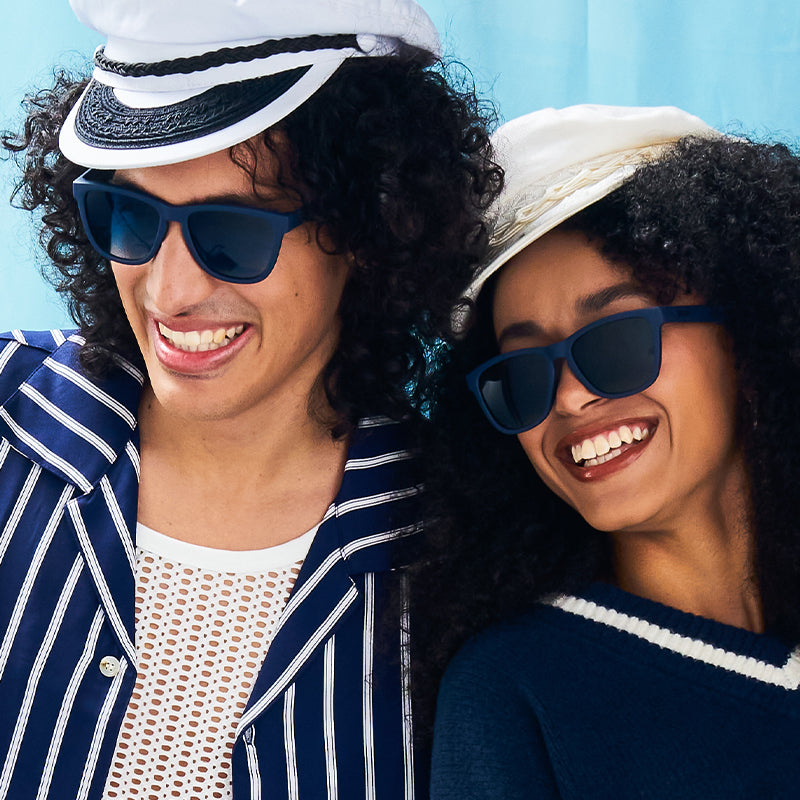 Navy Blue Sunglasses - Drinks Seawater, Sees Future Navy | Goodr
