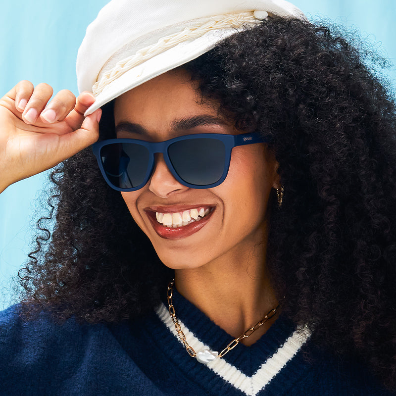 Navy Blue Sunglasses - Drinks Seawater, Sees Future Navy | Goodr
