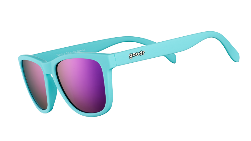 Teal and Purple Sunglasses - Electric Dinotopia Carnival Teal | Goodr