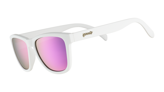White and Purple Sunglasses - Side Scroll Eye Roll White | Goodr