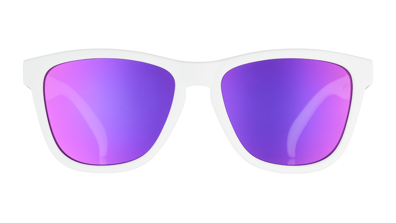 White and Purple Sunglasses - Side Scroll Eye Roll White | Goodr
