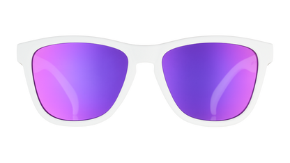 White and Purple Sunglasses - Side Scroll Eye Roll White | Goodr