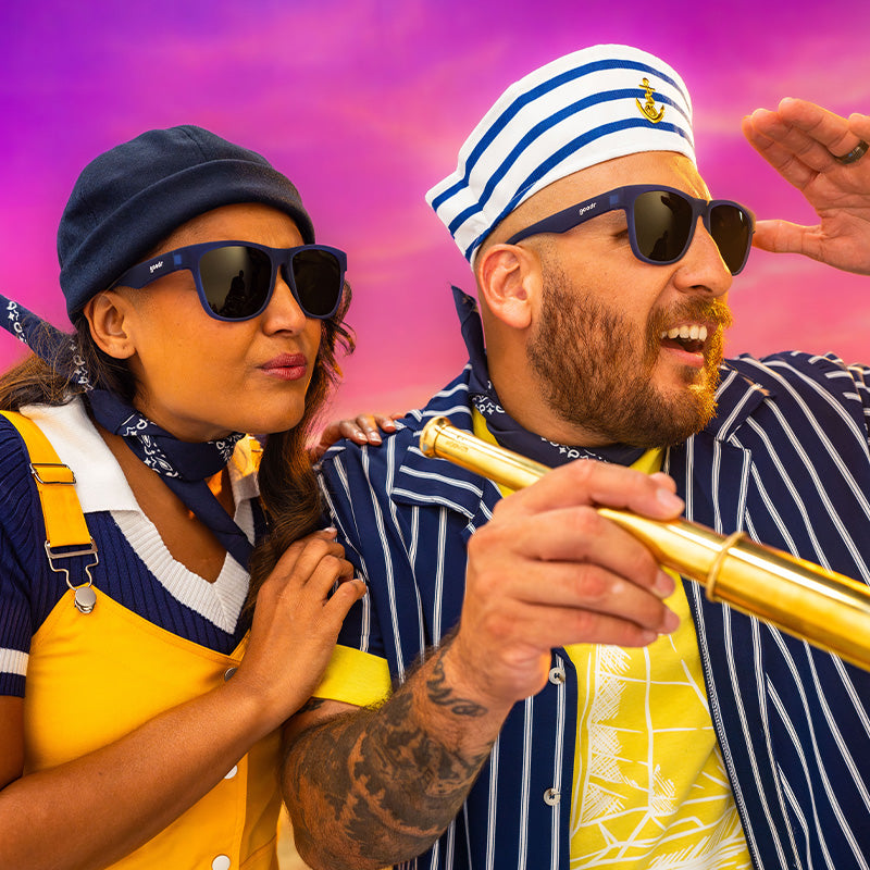 Blue & Yellow Sunglasses: Electric Beluga Boogaloo Navy | Goodr