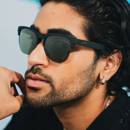 Black Half-Rim Sunglasses - Members Only Misfit Black | Goodr