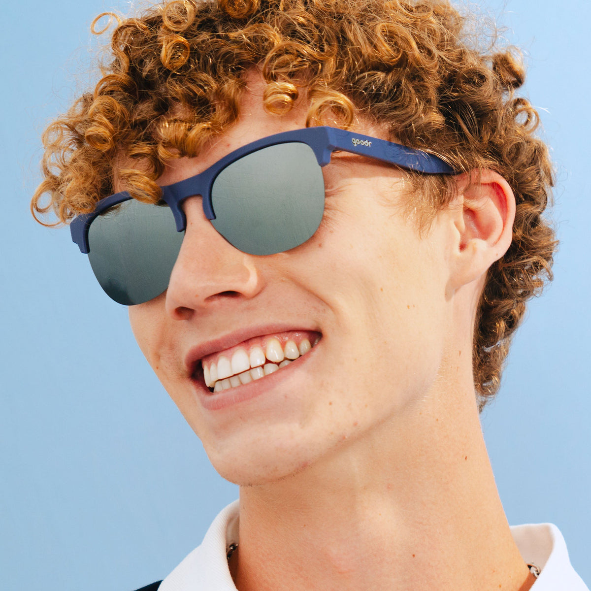 Navy Blue Half-Rim Sunglasses - Full Sail Frenzy Dark Blue | Goodr