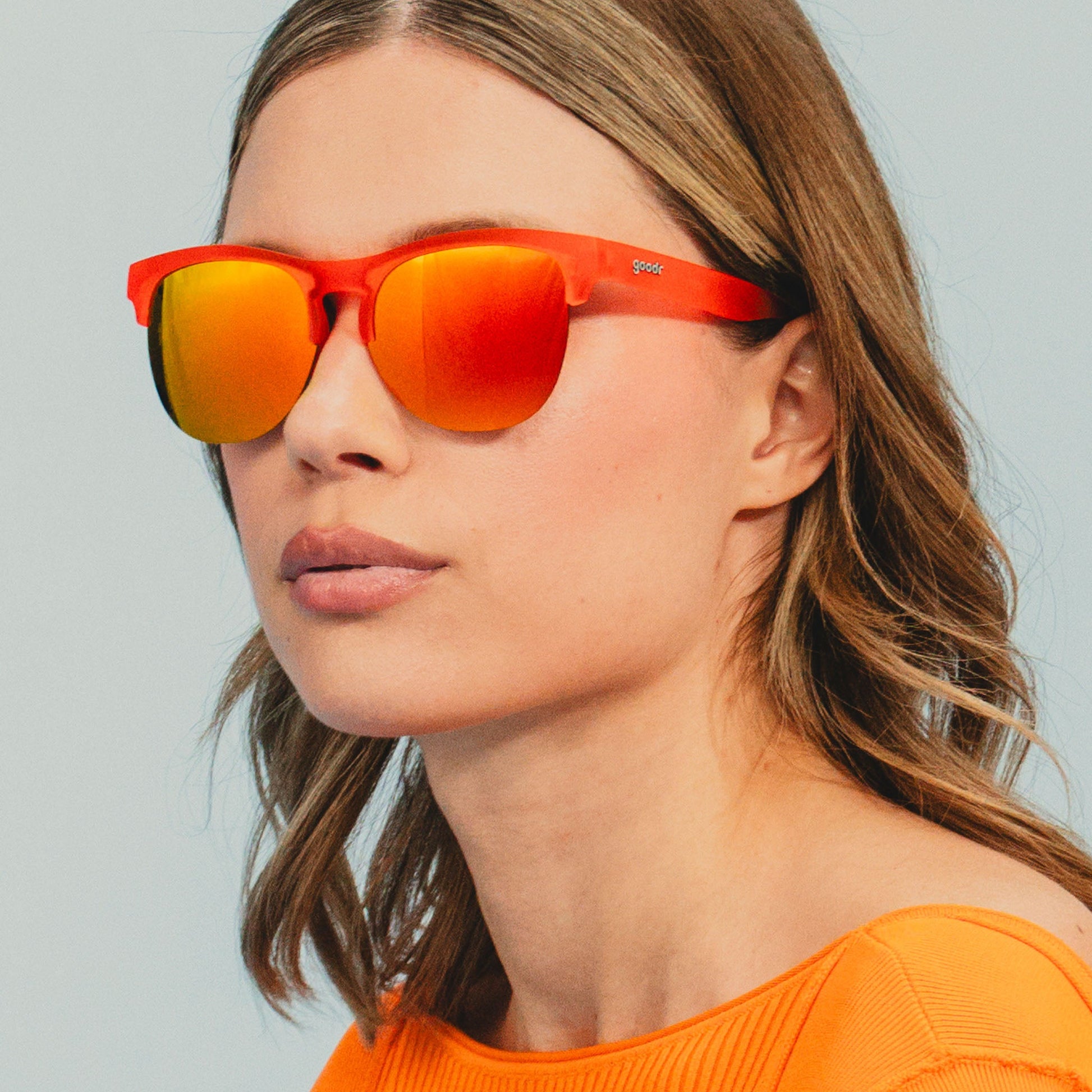 Orange Half-Rim Sunglasses - Château de Maraschino Orange | Goodr