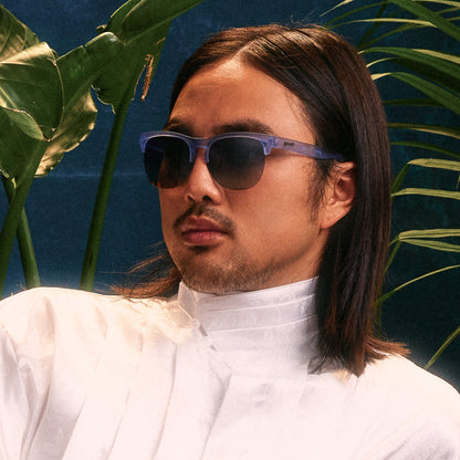 Translucent Blue Half-Rim Sunglasses - Dueling Pool Parties Light Blue | Goodr