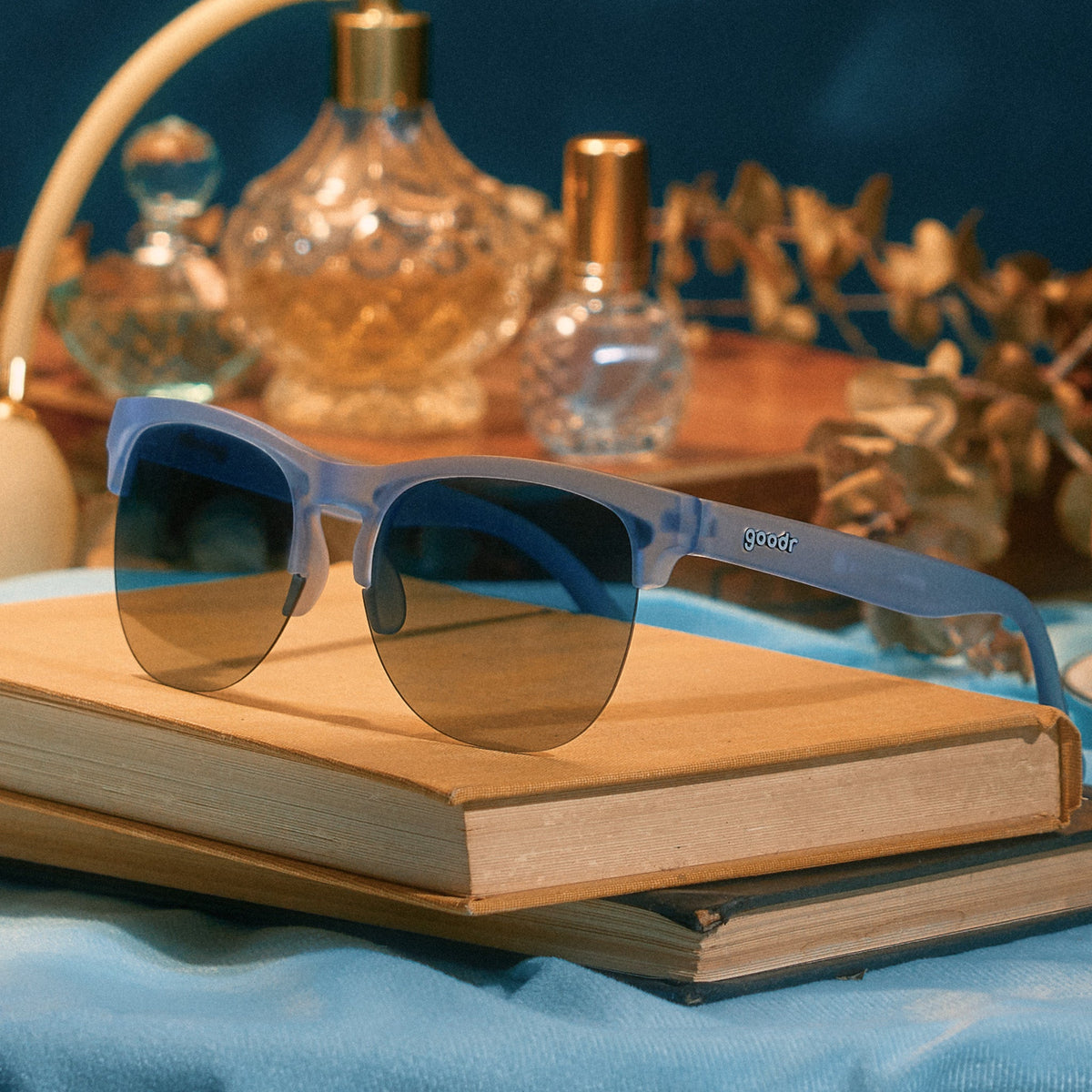 Translucent Blue Half-Rim Sunglasses - Dueling Pool Parties Light Blue | Goodr