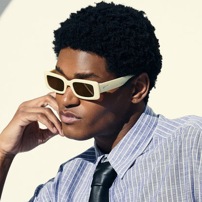 Light Yellow Rectangle Sunglasses - Sunset Dreamscape Light Yellow | Goodr
