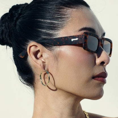 Tortoiseshell Rectangle Sunglasses - Came Here to Be Seen Tortoiseshell | Goodr