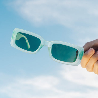 Green Rectangular Sunglasses - Stays For The Encore Light Green | Goodr