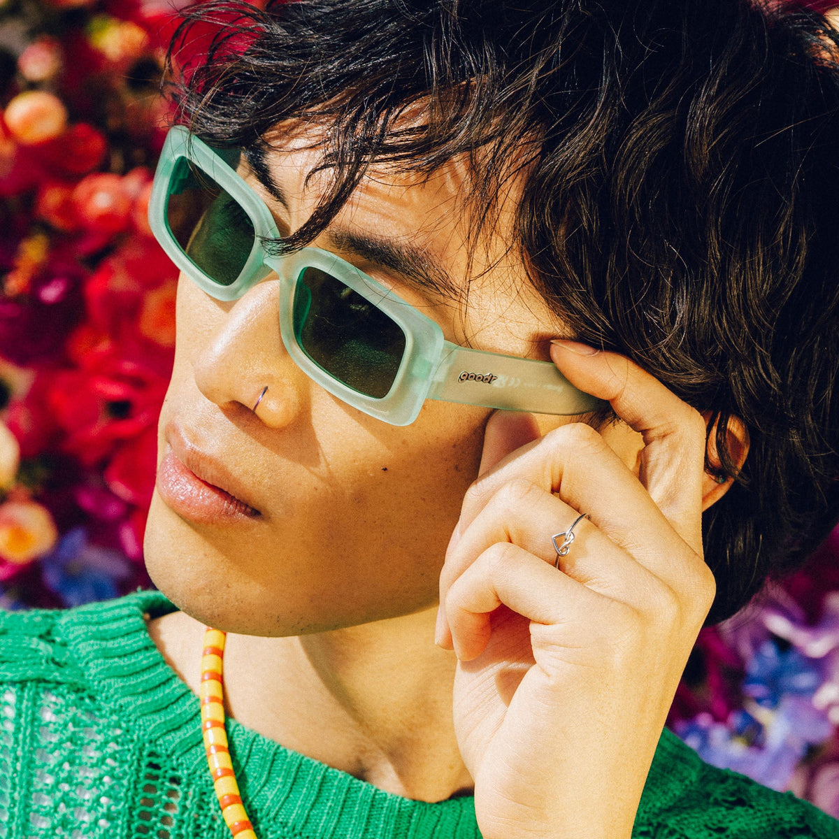 Green Rectangular Sunglasses - Stays For The Encore Light Green | Goodr