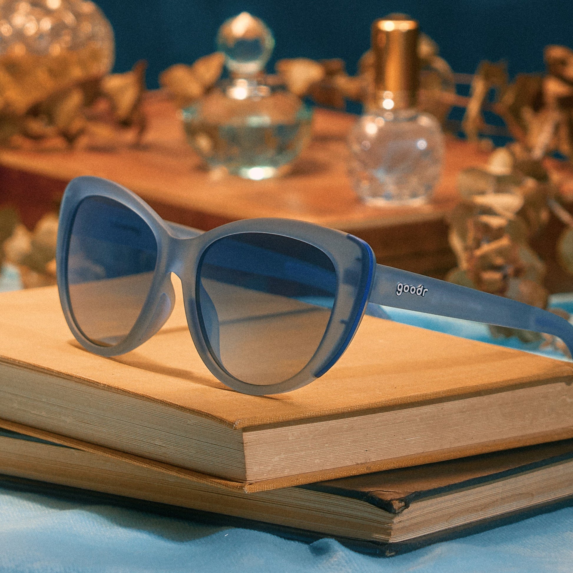 Translucent Blue Cat Eye Sunglasses - Spin Me in Sapphire Light Blue | Goodr