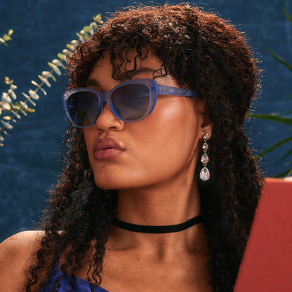 Translucent Blue Cat Eye Sunglasses - Spin Me in Sapphire Light Blue | Goodr