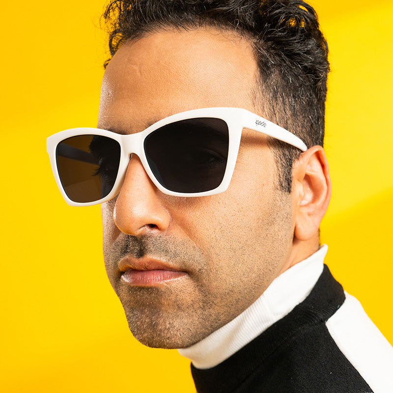 White Cat-Eye Sunglasses - Mod One Out White | Goodr