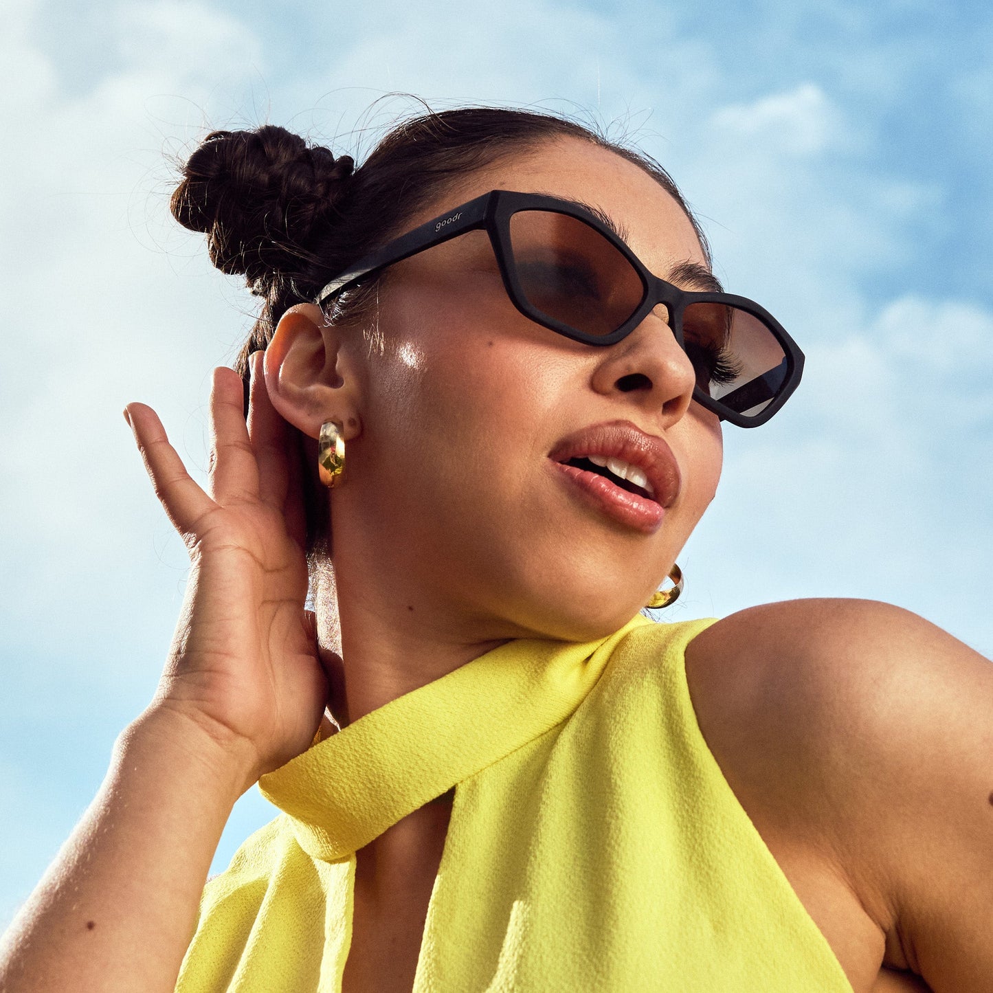 Black Geometric Cat-Eye Sunglasses - Sings in Reverb  | Goodr