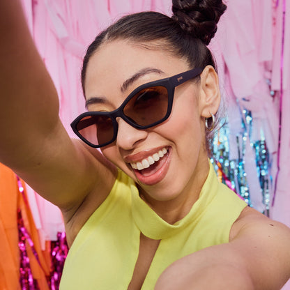 Black Geometric Cat-Eye Sunglasses - Sings in Reverb  | Goodr