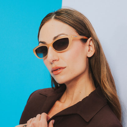 Brown Cat-Eye Sunglasses - Sand in Every Crevice Light Brown | Goodr