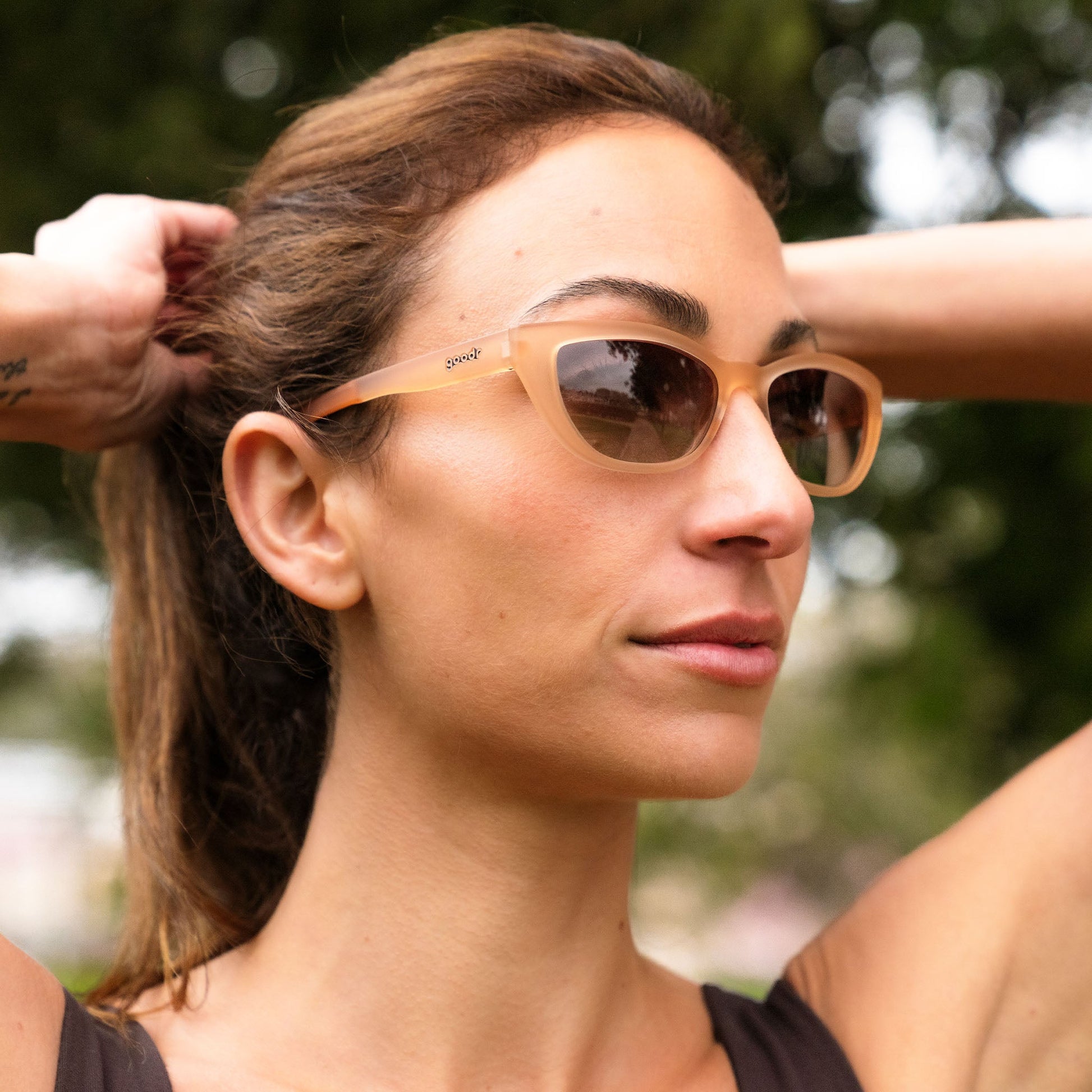 Brown Cat-Eye Sunglasses - Sand in Every Crevice Light Brown | Goodr