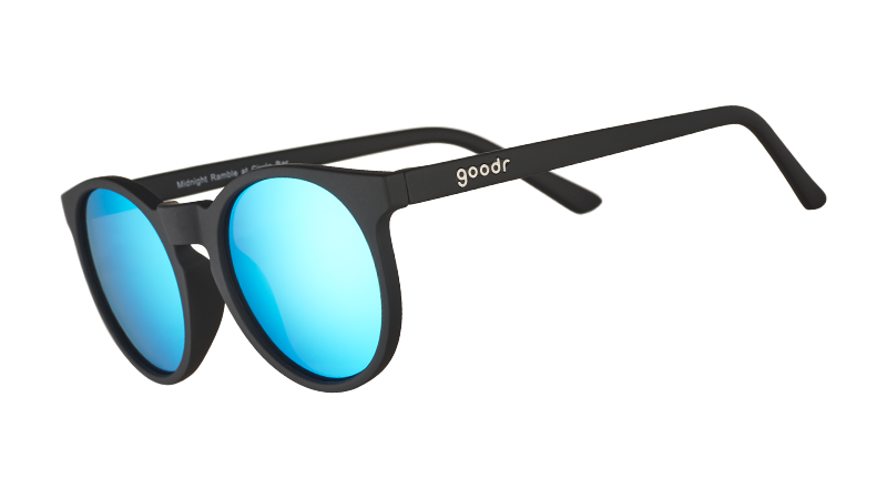 Blue Lens Sunglasses - Midnight Ramble At Circle Bar Black | Goodr